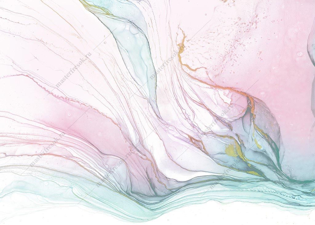 Фотообои Флюид арт Легкий розовый с голубым